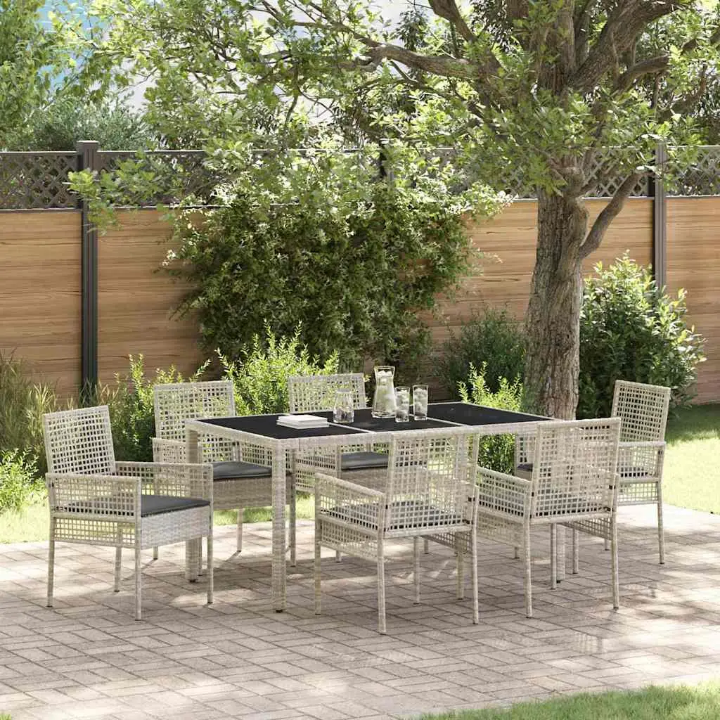 Ensemble de salle à manger pour jardin 7 pcs Gris clair vidaXL 3334898