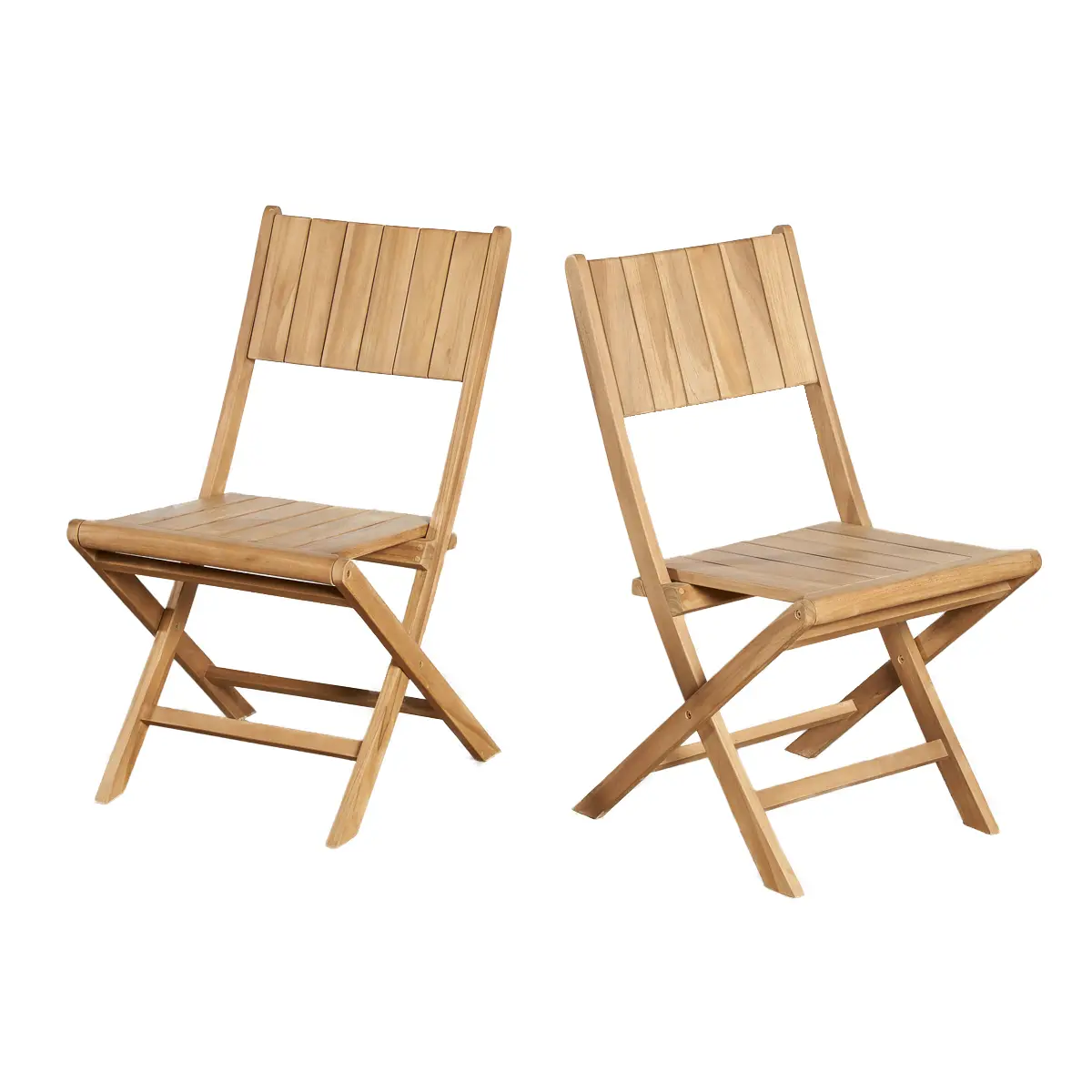 Ensemble de 2 chaises de jardin en teck pliantes Tosca