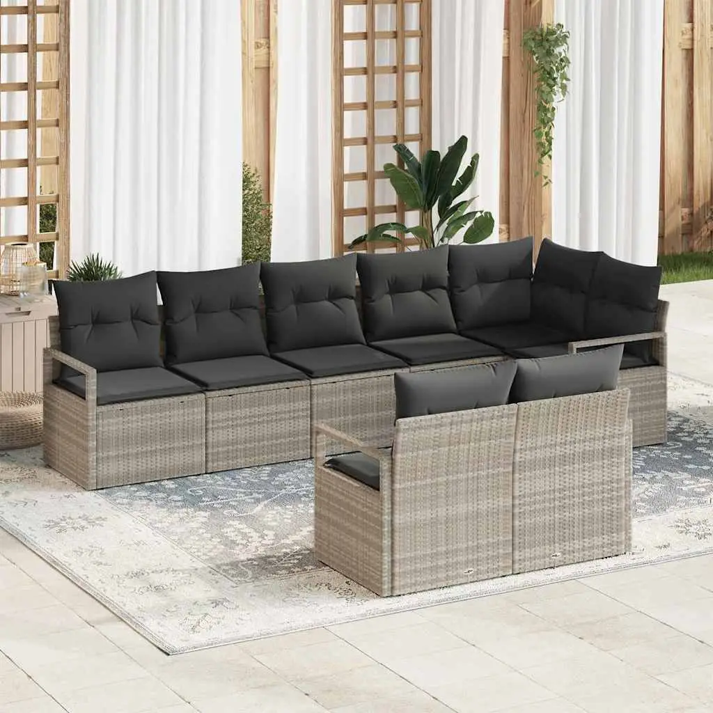 Ensemble canapés 8 places d’extérieur polyrotin et coussins épais Gris clair – ComfortXL Outdoor Living
