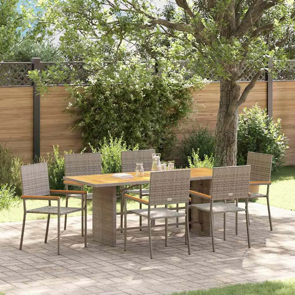 Ensemble de salle à manger pour jardin 7 pcs Gris polyrotin vidaXL 3365431