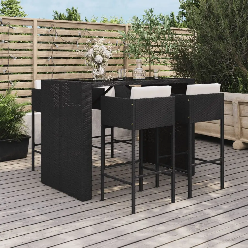 Ensemble de bar de jardin 5 pcs avec coussins noir poly rotin vidaXL 3200667