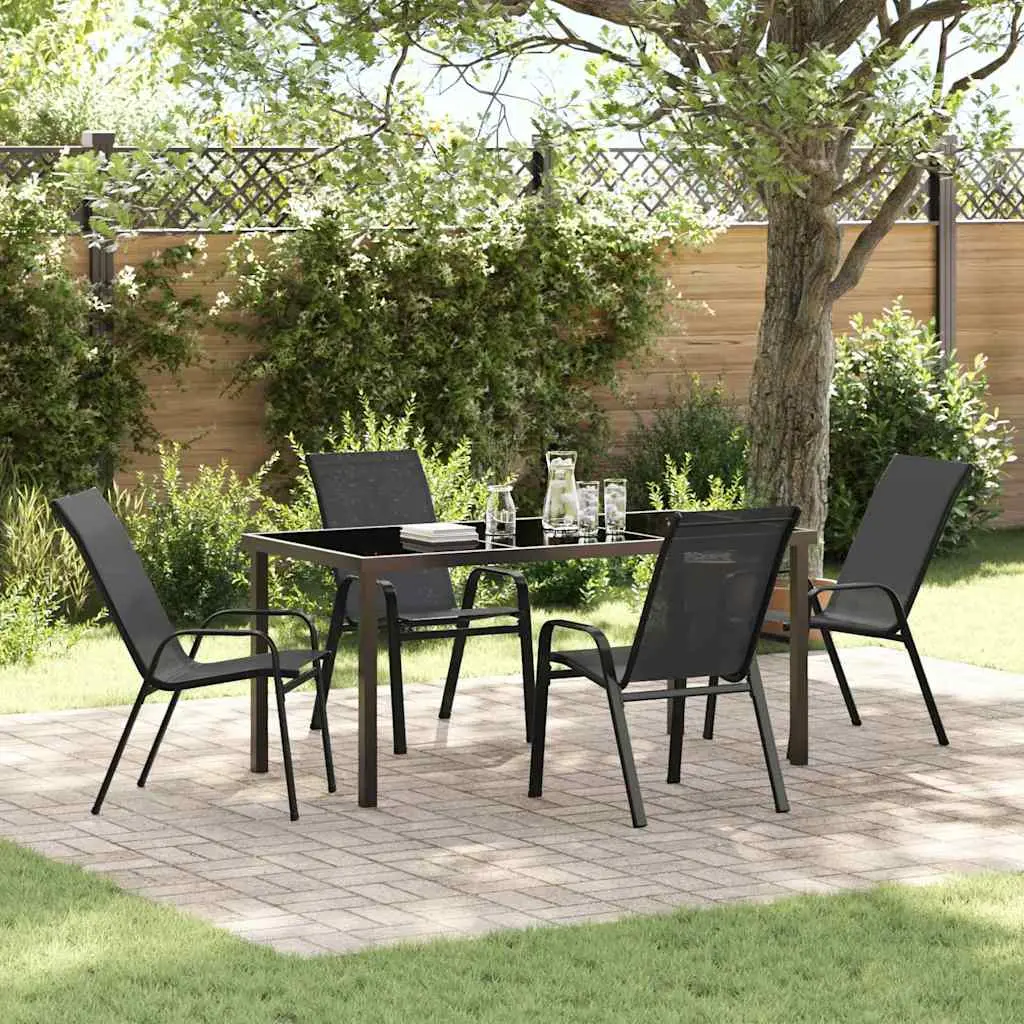 Ensemble de salle à manger pour jardin 5 pcs Noir vidaXL 3379117