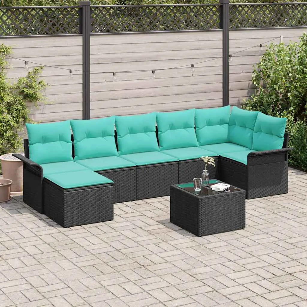 Ensemble de canapé de jardin avec stockage 8 pcs Noir polyrotin vidaXL 3354135