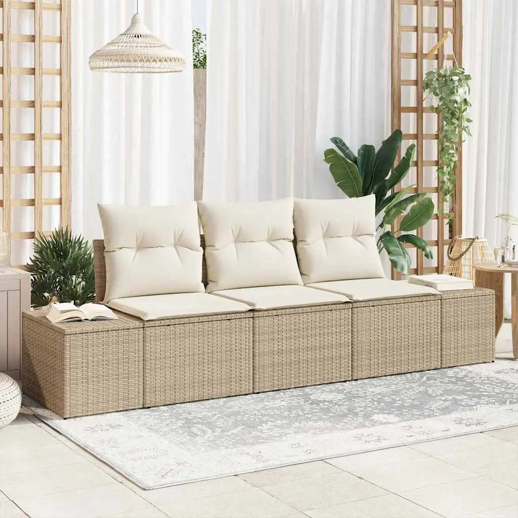 Ensemble de Canapés avec coussin 3 pcs Beige polyrotin vidaXL 3346921