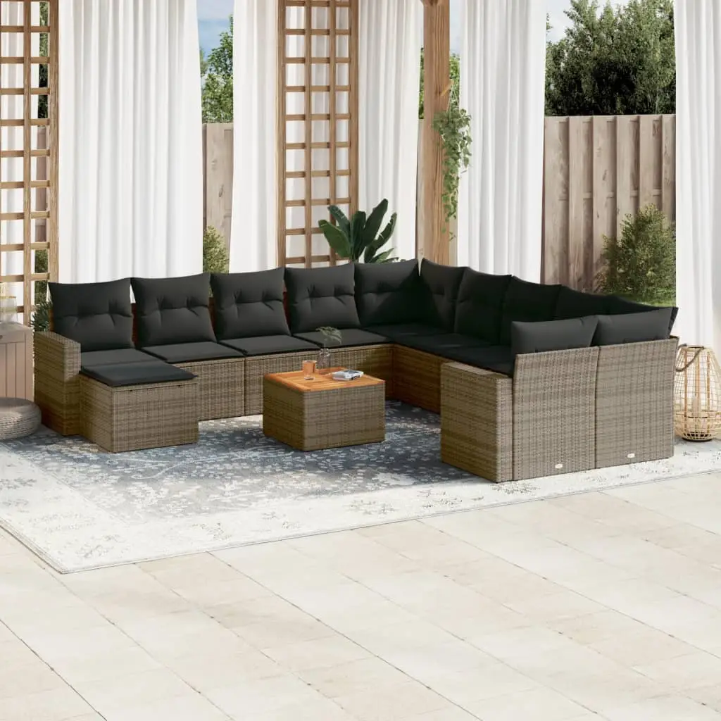 Ensemble Canapé de Jardin Gris 12 Pièces Résine Tressée Modulable pour Terrasse – ComfortXL Outdoor Living
