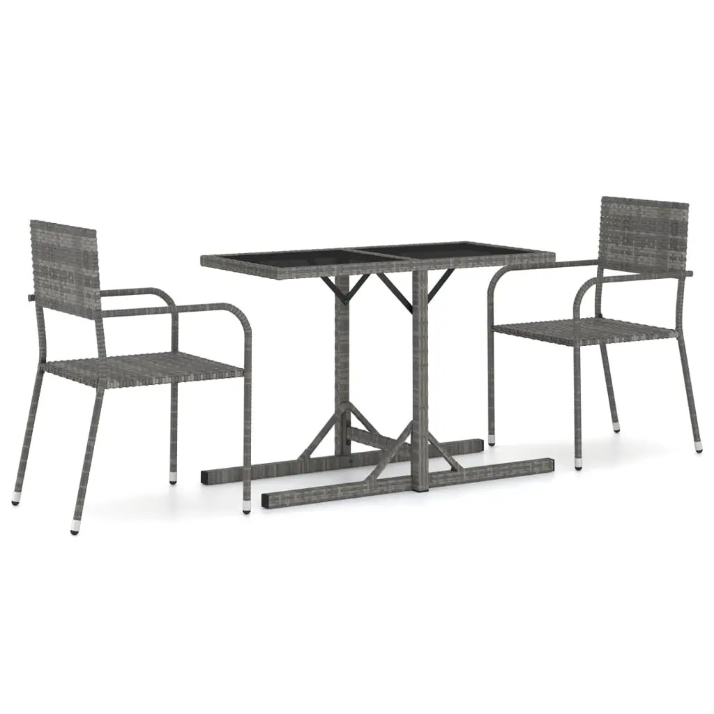Ensemble de 3 pcs table de jardin avec chaises – mobilier de jardin Gris-JU3163