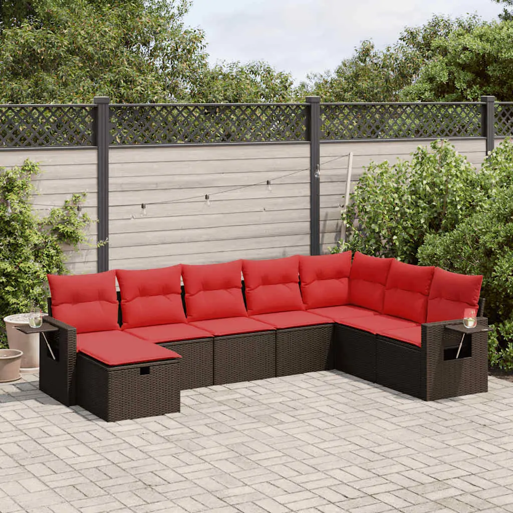 Ensemble de jardin 8 pcs en résine tressée avec coffres de rangement Marron – ComfortXL Outdoor Living