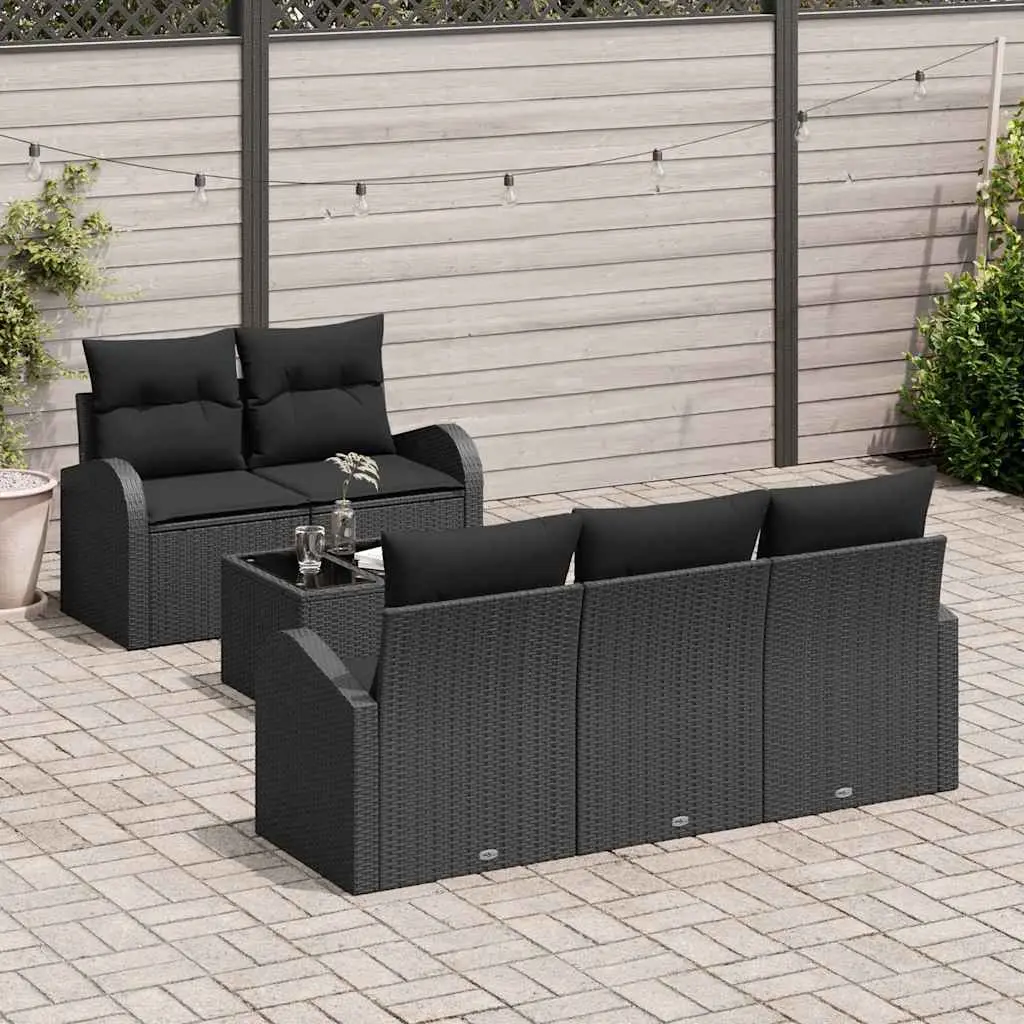 Ensemble de canapé de jardin avec stockage 6 pcs Noir polyrotin vidaXL 3354592
