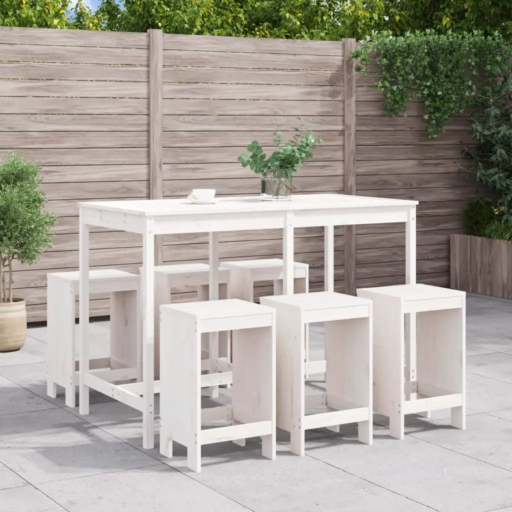 Ensemble de bar de jardin 7 pcs blanc bois de pin massif vidaXL 3157752