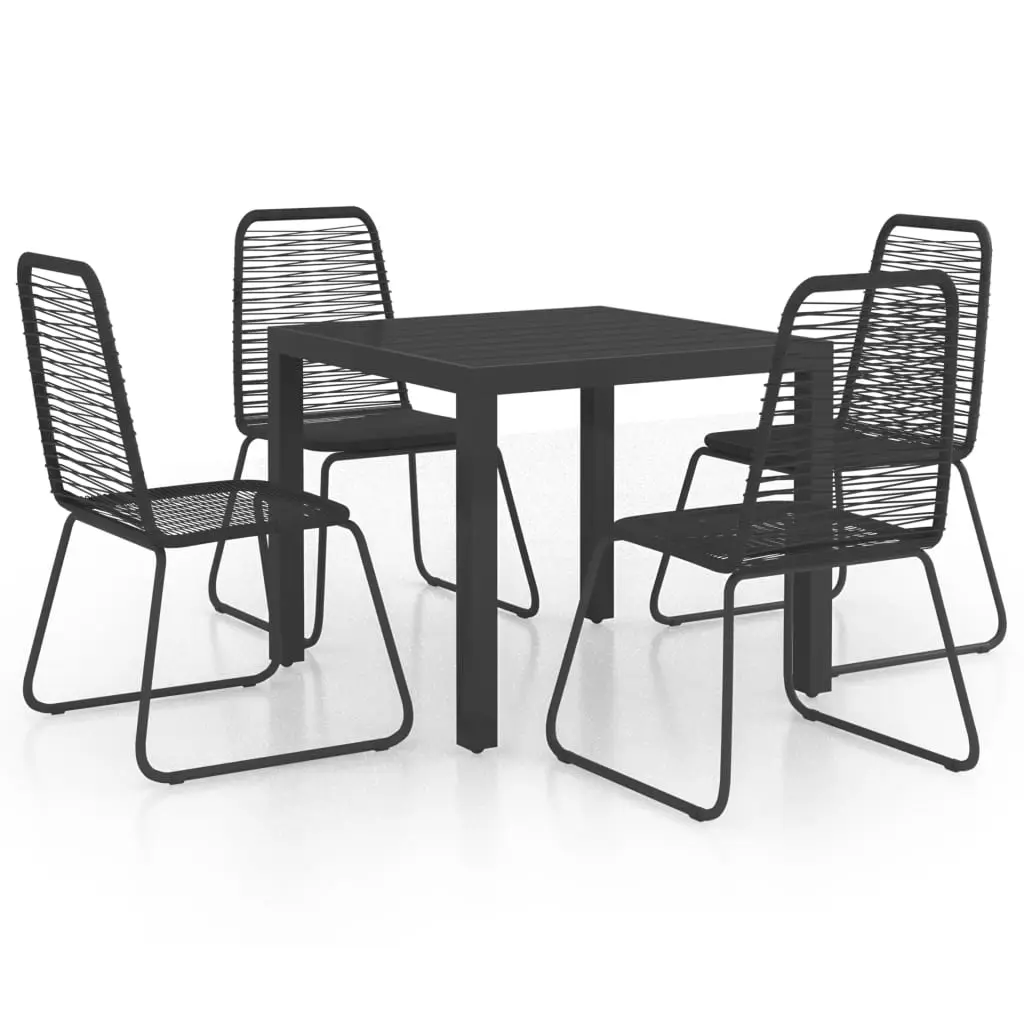Ensemble de 5 pcs table de jardin avec chaises – mobilier de jardin PVC résine tressée noir