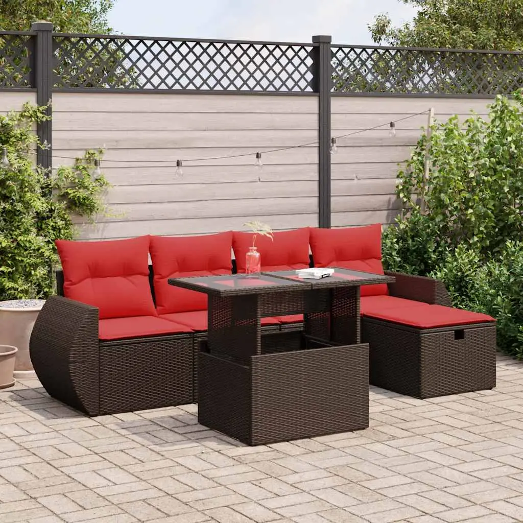 Ensemble d’extérieur 6 pcs Résine Tressée Modulable avec Coffres de Rangement Marron – ComfortXL Outdoor Living