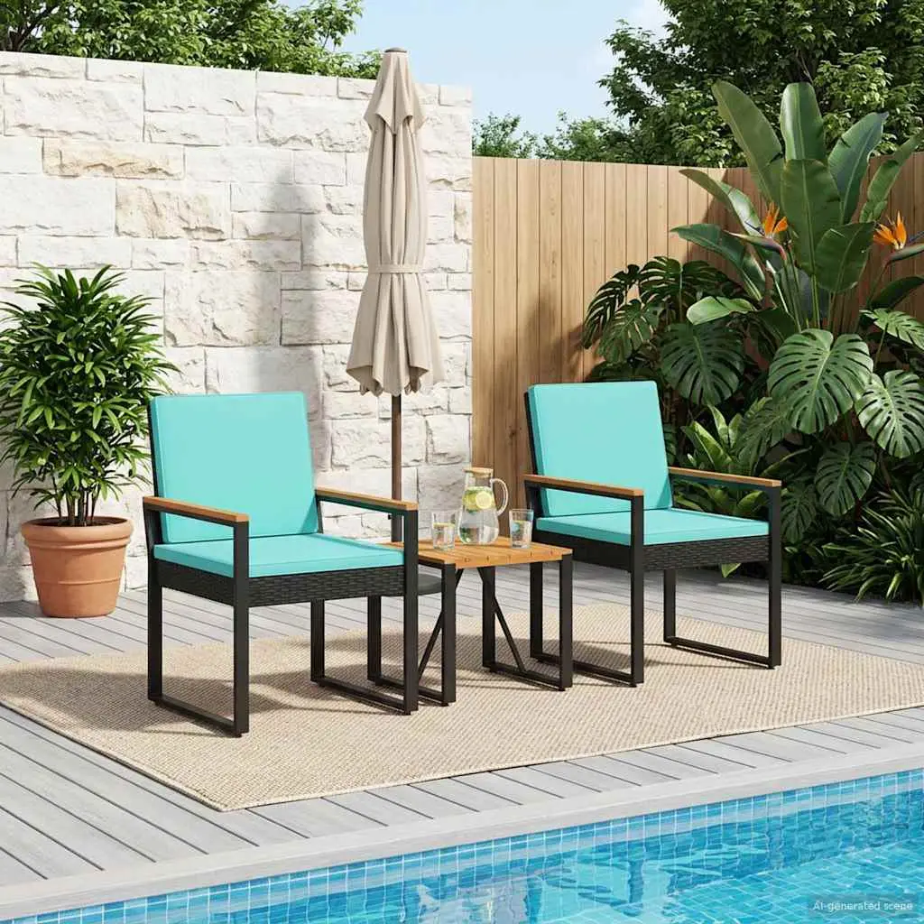 Ensemble de meubles d’extérieur 3 pcs Noir et turquoise vidaXL 42025335