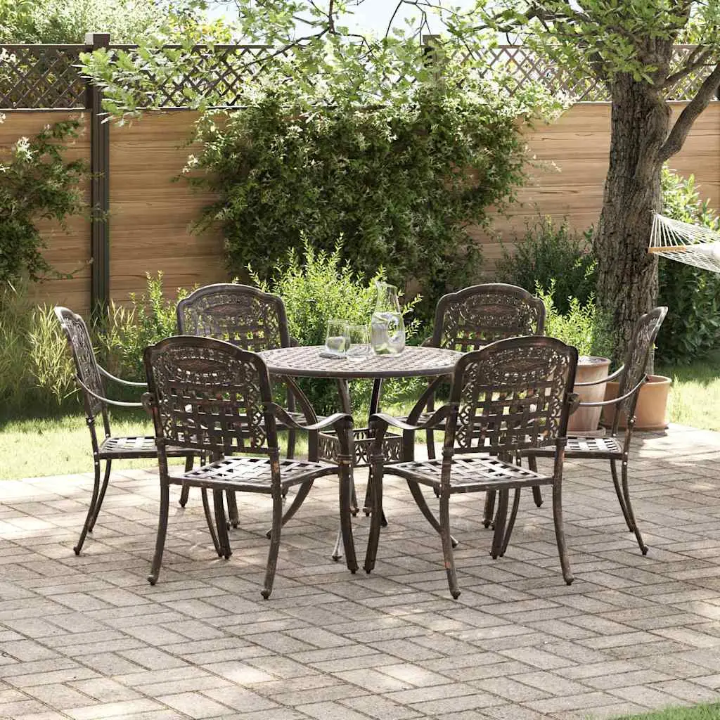 Ensemble de salle à manger pour jardin 7 pcs Bronze Aluminium vidaXL 3334688