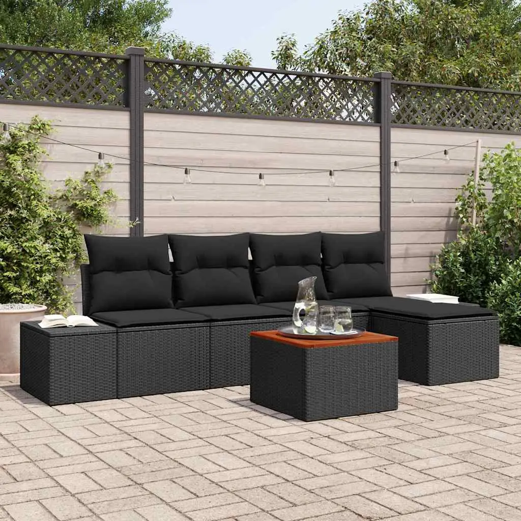 Ensemble de canapé de jardin avec stockage 6 pcs Noir polyrotin vidaXL 3356616