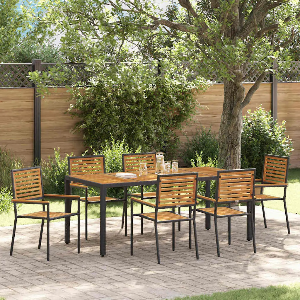 Ensemble de salle à manger pour jardin 7 pcs Noir et Marron vidaXL 3365442