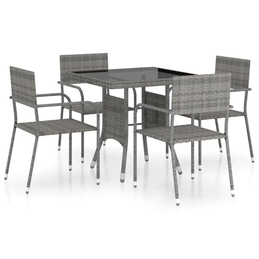 Ensemble de 5 pcs table de jardin avec chaises – mobilier de jardin Résine tressée Gris-JU2403