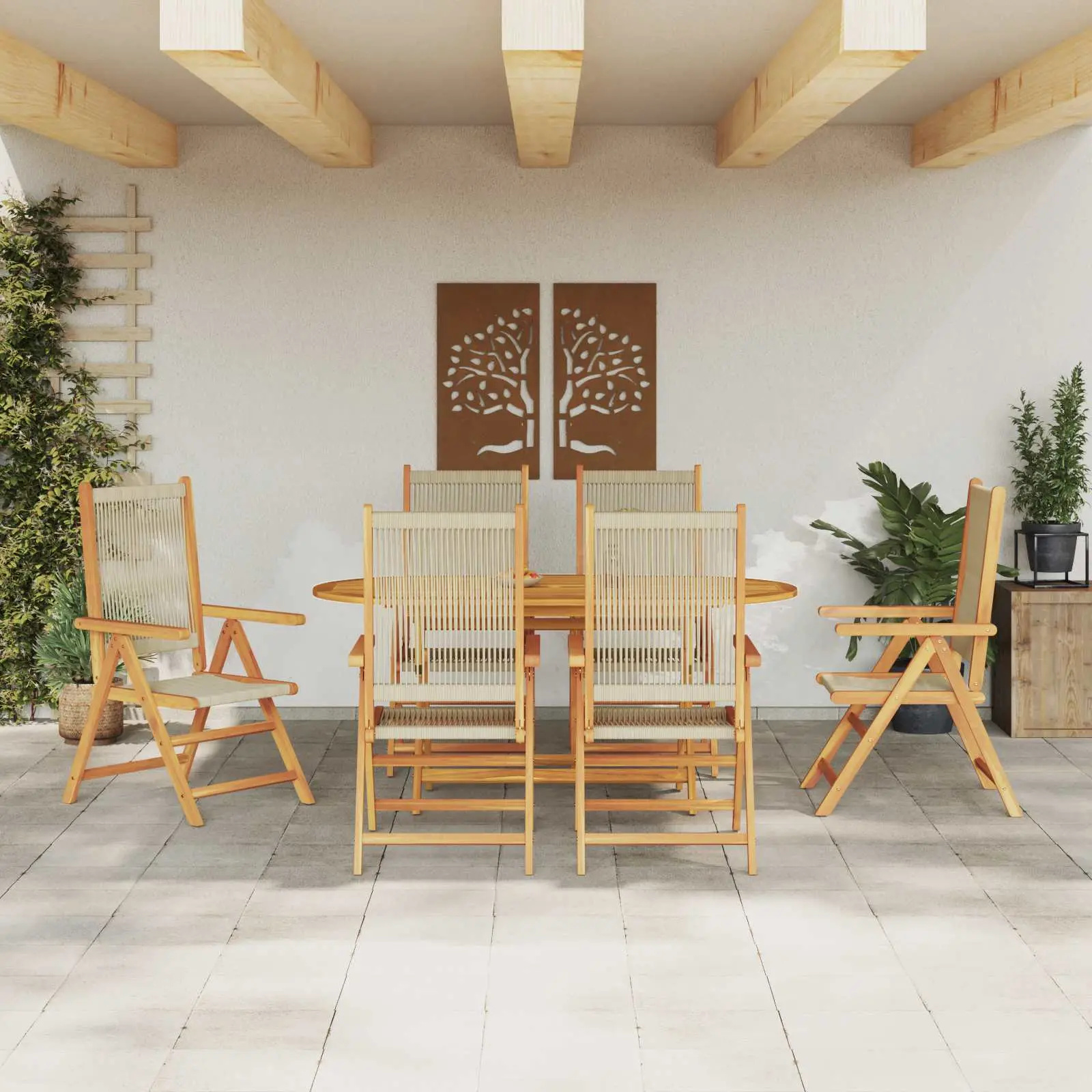 Ensemble de salle à manger pour jardin 7 pcs Beige vidaXL 3375741