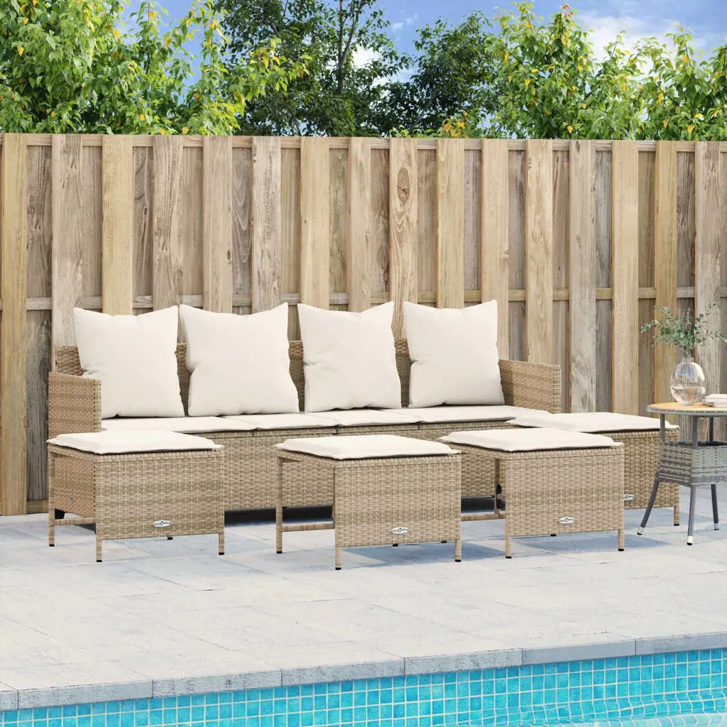 Ensemble canapés de jardin 5 pcs résine tressée avec dossier inclinable Beige – ComfortXL Outdoor Living