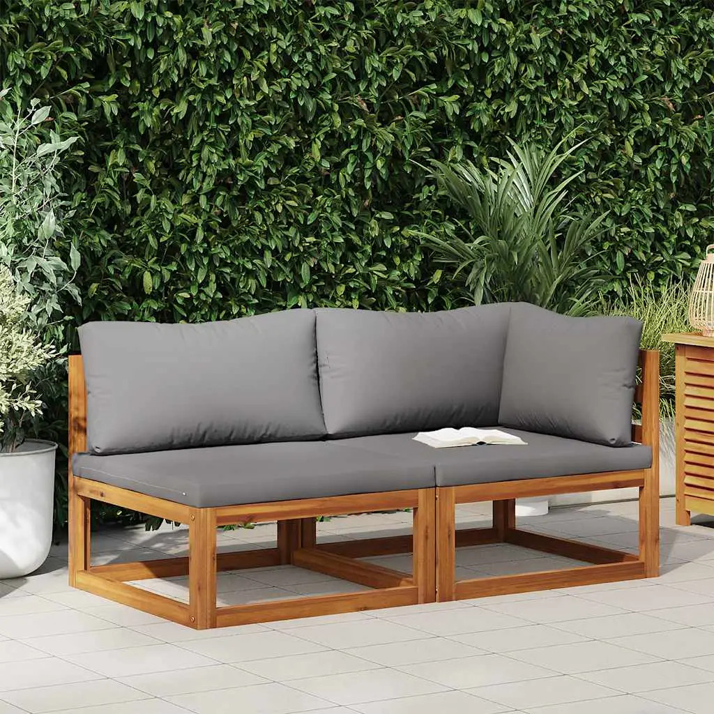 Ensemble de canapés 2pcs avec coussins gris foncé Acacia solide vidaXL 311856