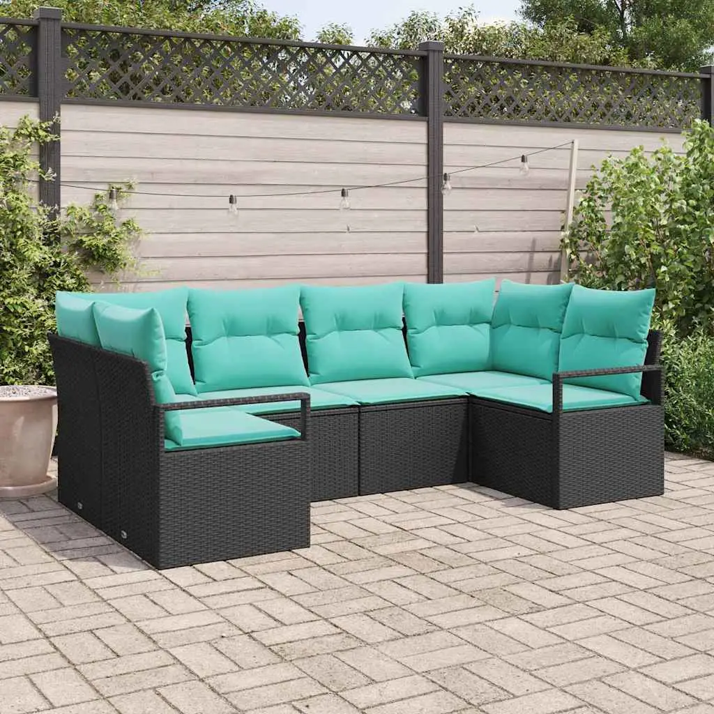 Ensemble de Canapés avec coussin 6 pcs Noir Poly Rattan vidaXL 3346526