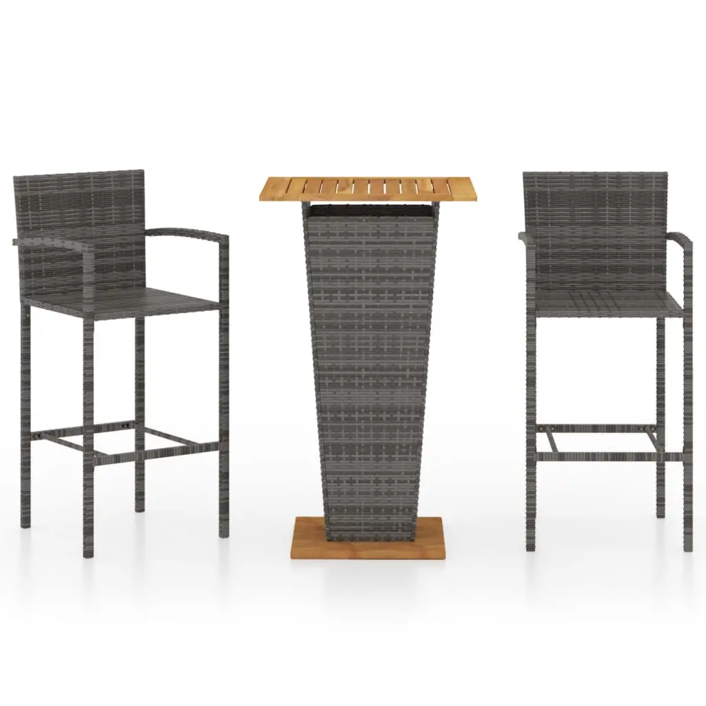 Ensemble de 3 pcs bar de jardin – Mobilier d’extérieur – Mobilier de jardin Gris-JU1956