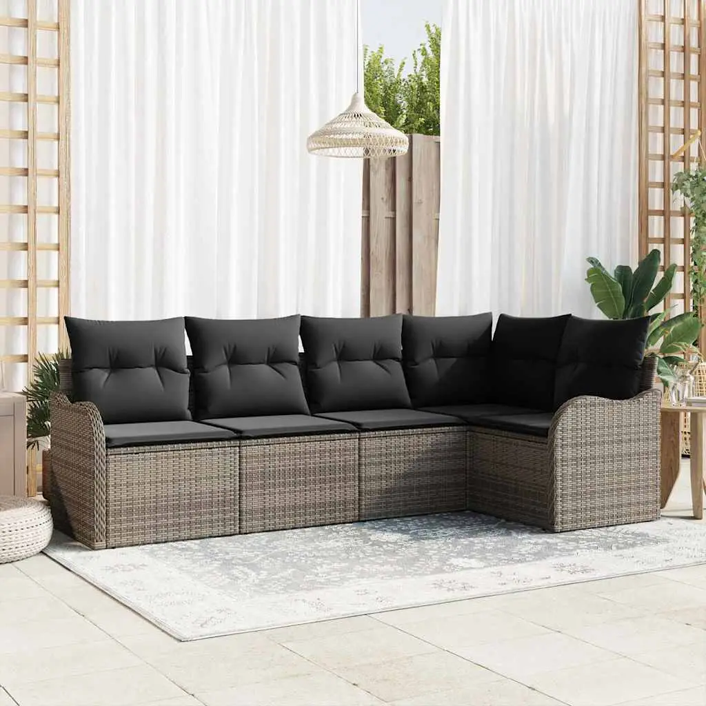 Ensemble de canapés 6 pcs en résine tressée avec rangement intégré Beige – ComfortXL Outdoor Living
