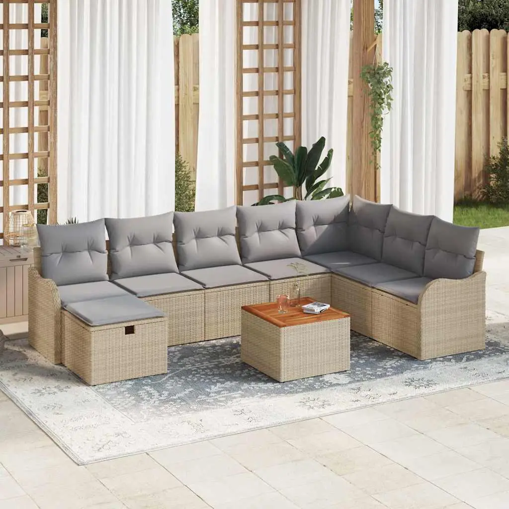 Ensemble de canapés 8 places en poly rotin avec coffres de rangement Beige – ComfortXL Outdoor Living