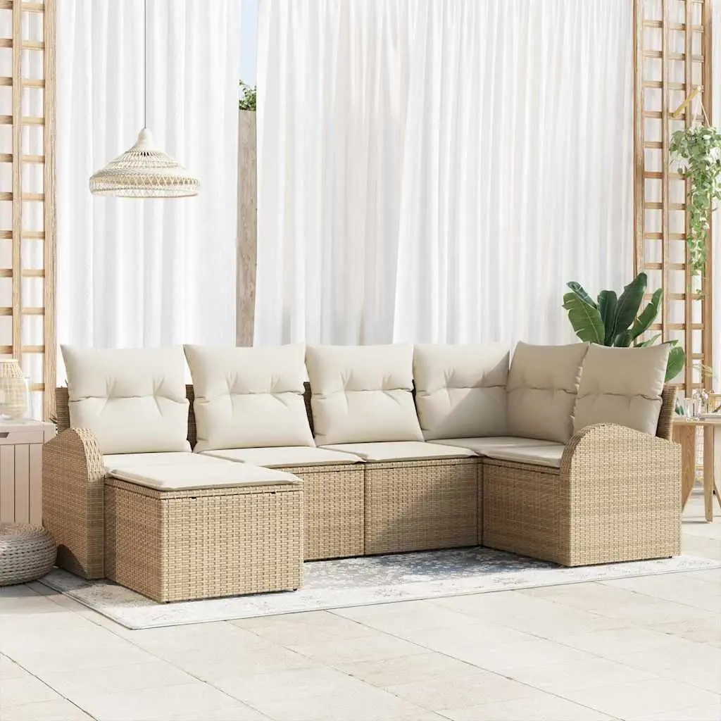 Ensemble canapé extérieur 6 pcs en Poly rotin modulable Beige et Blanc – ComfortXL Outdoor Living