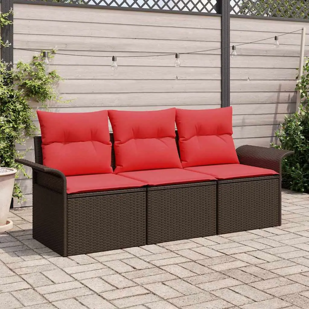 Ensemble de Canapés 3 pcs Marron et rouge polyrotin vidaXL 3345224