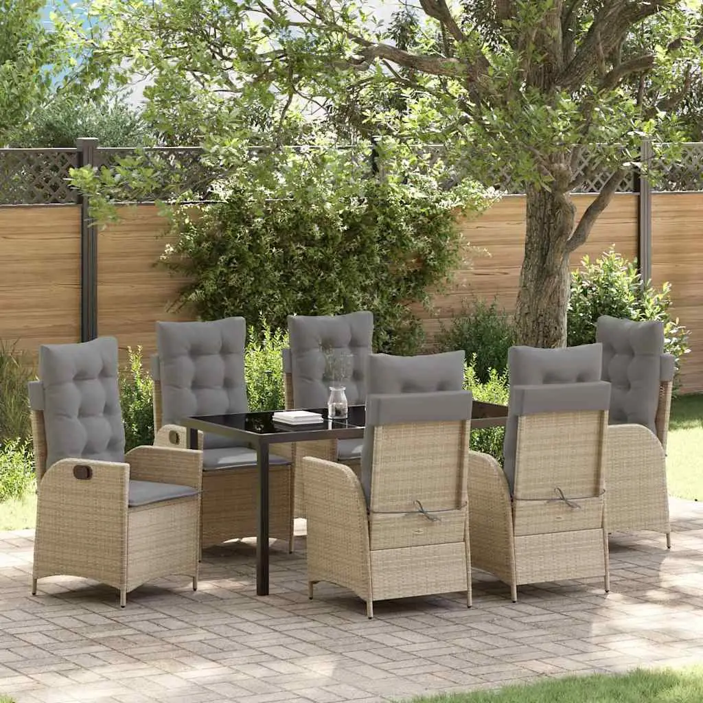 Ensemble de salle à manger pour jardin 7 pcs Beige polyrotin vidaXL 3380516 Beiges mixtes