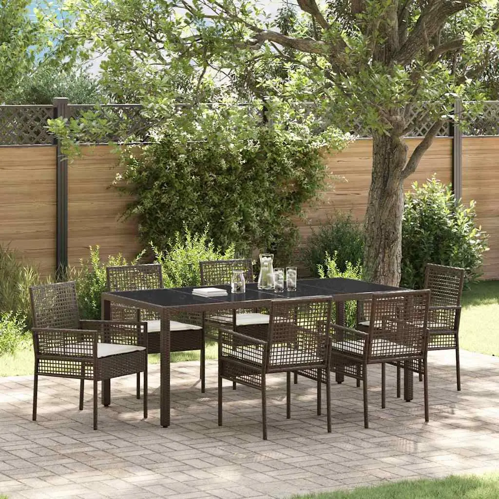 Ensemble de salle à manger pour jardin 7 pcs Marron polyrotin vidaXL 3334867