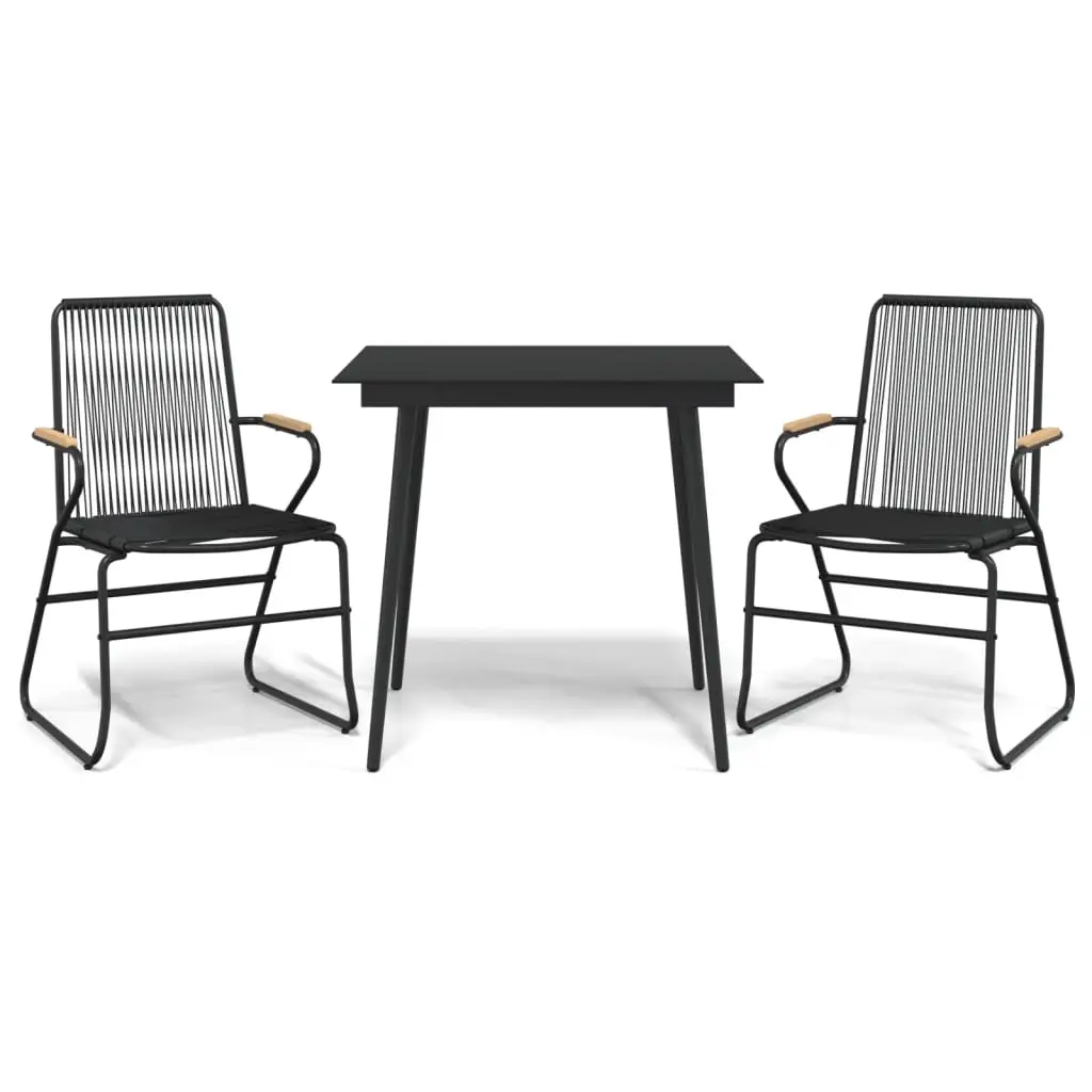 Ensemble de 3 pcs table de jardin avec chaises – mobilier de jardin noir rotin PVC-JU2784
