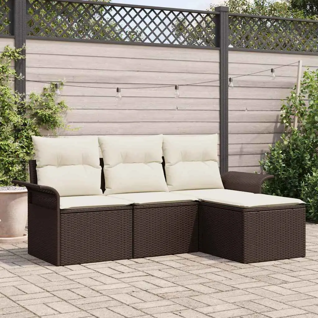 Ensemble de Canapés 4 pcs Marron et Crème polyrotin vidaXL 3345308