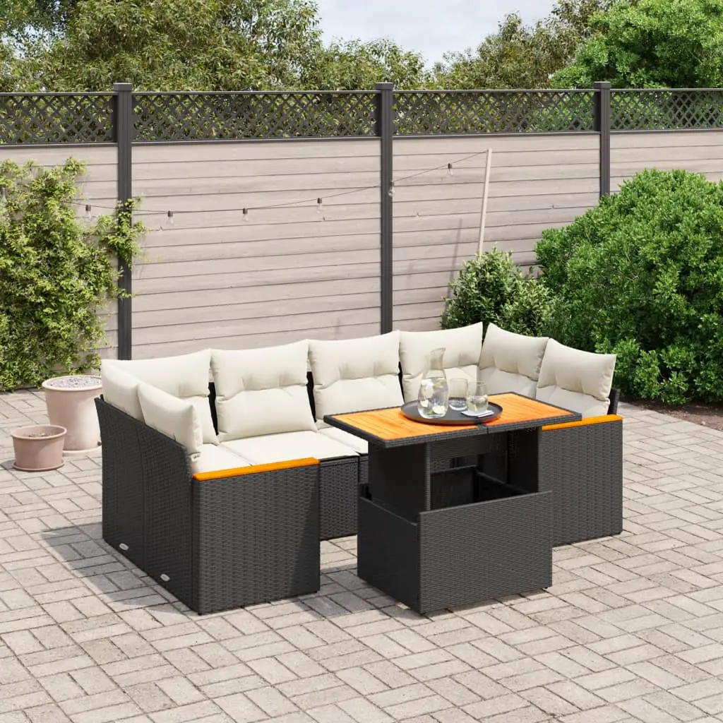 Ensemble de jardin modulable 7 pcs résine tressée table à hauteur variable Noir – ComfortXL Outdoor Living