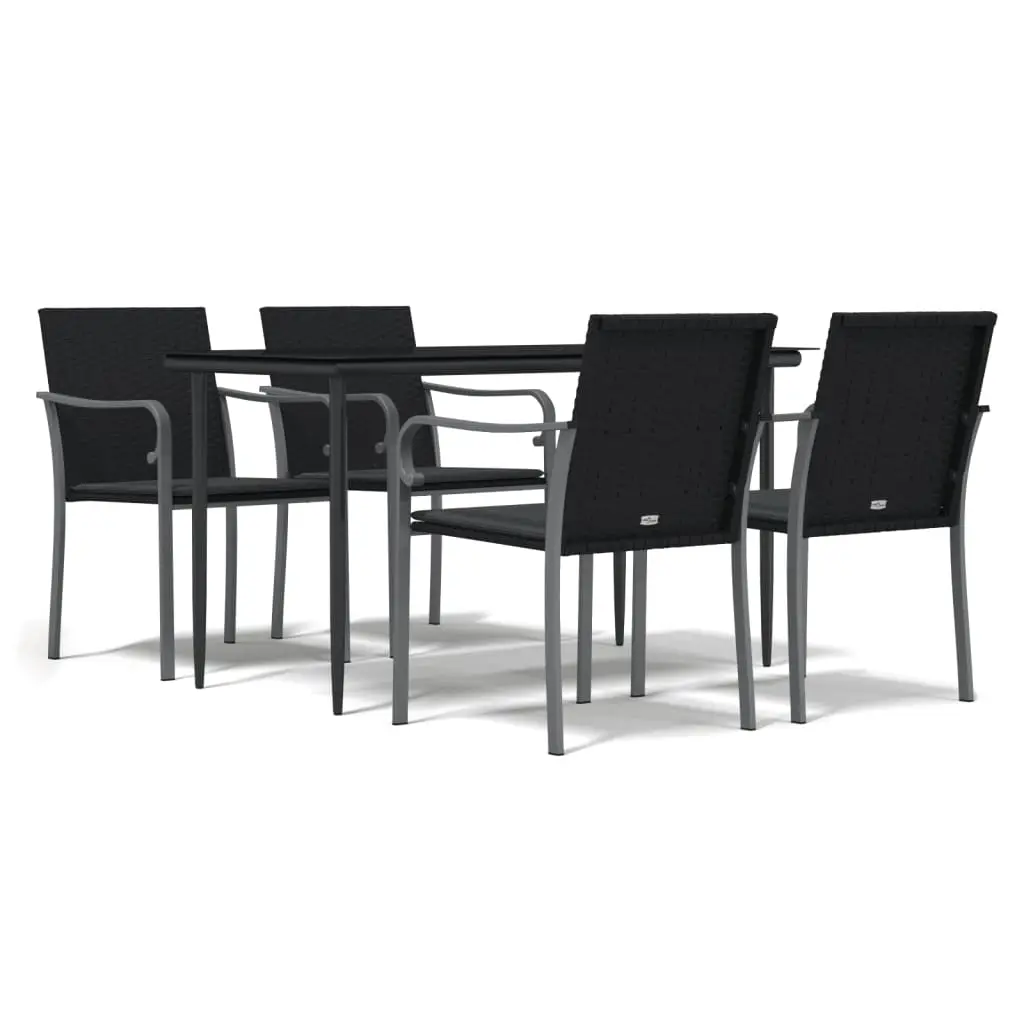 Ensemble de 5 pcs table de jardin avec chaises – mobilier de jardin coussins résine tressée acier
