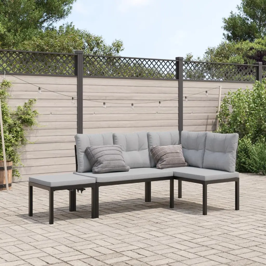 Ensemble de banc de jardin avec coussins 3 pcs noir vidaXL 3283654