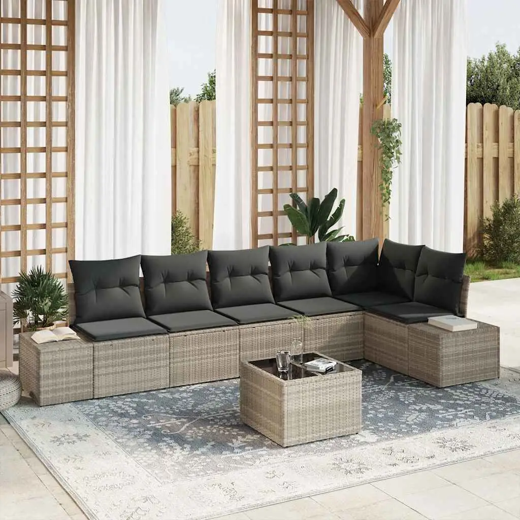 Ensemble de canapé de jardin avec stockage Gris clair polyrotin vidaXL 3355761