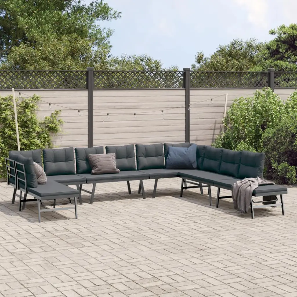 Ensemble de bancs de jardin avec coussins 7 pcs noir vidaXL 3283728