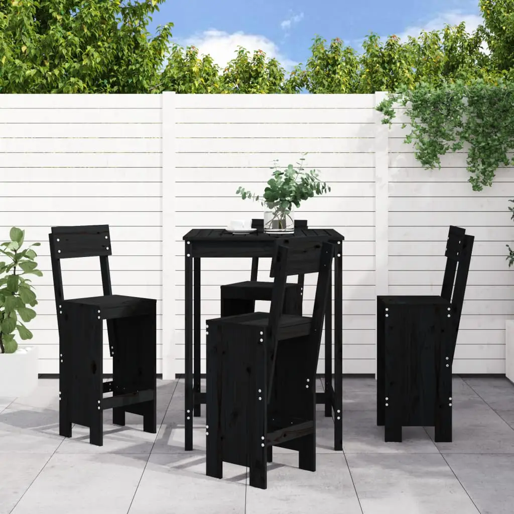 Ensemble de bar de jardin 5 pcs noir bois de pin massif vidaXL 3157803