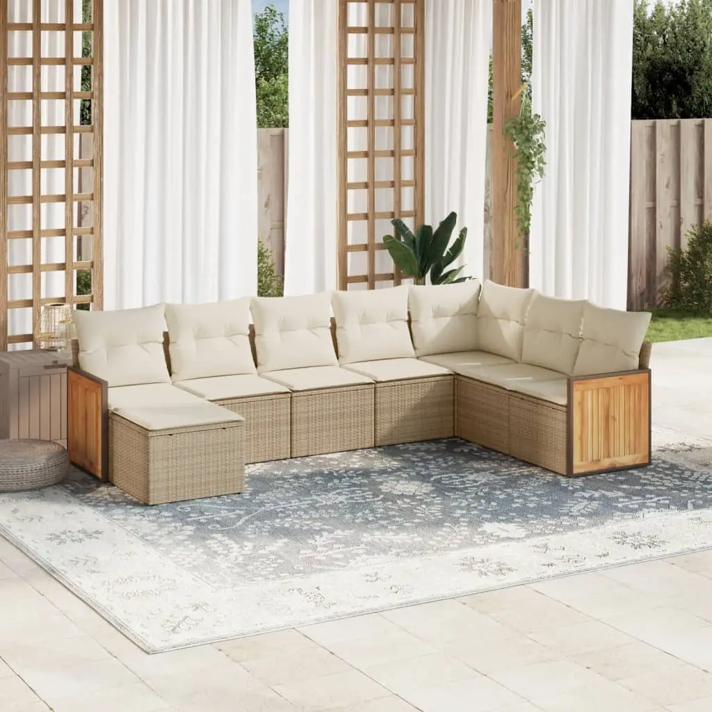 Ensemble de Jardin 8 Places en Résine Tressée Beige avec Rangement Intégré – ComfortXL Outdoor Living