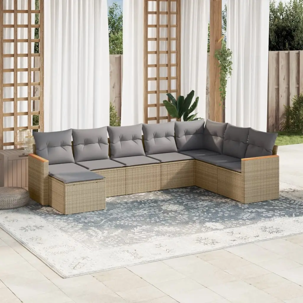 Ensemble de Jardin 8 Places en Polyrotin Modulable avec Rangement sous Assise Beige et Gris Clair – ComfortXL Outdoor Living