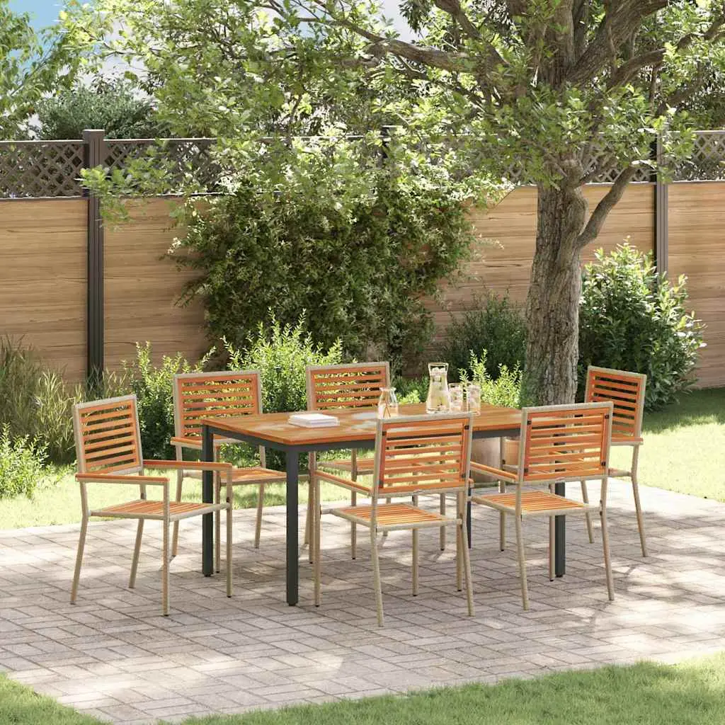 Ensemble de salle à manger pour jardin 7 pcs Beige et Marron vidaXL 3365501 Beige