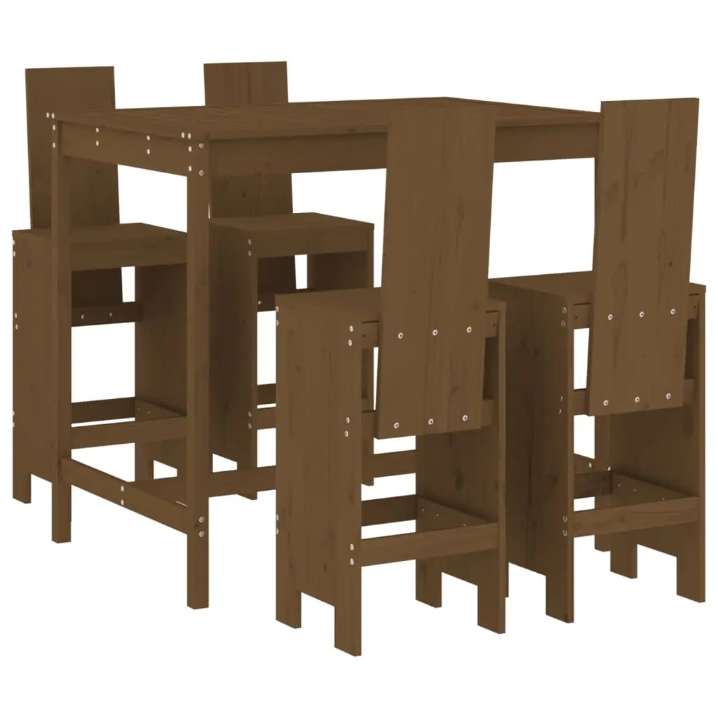 Ensemble de 5 pcs bar de jardin – Mobilier d’extérieur – Mobilier de jardin marron miel bois de pin massif-JU2157