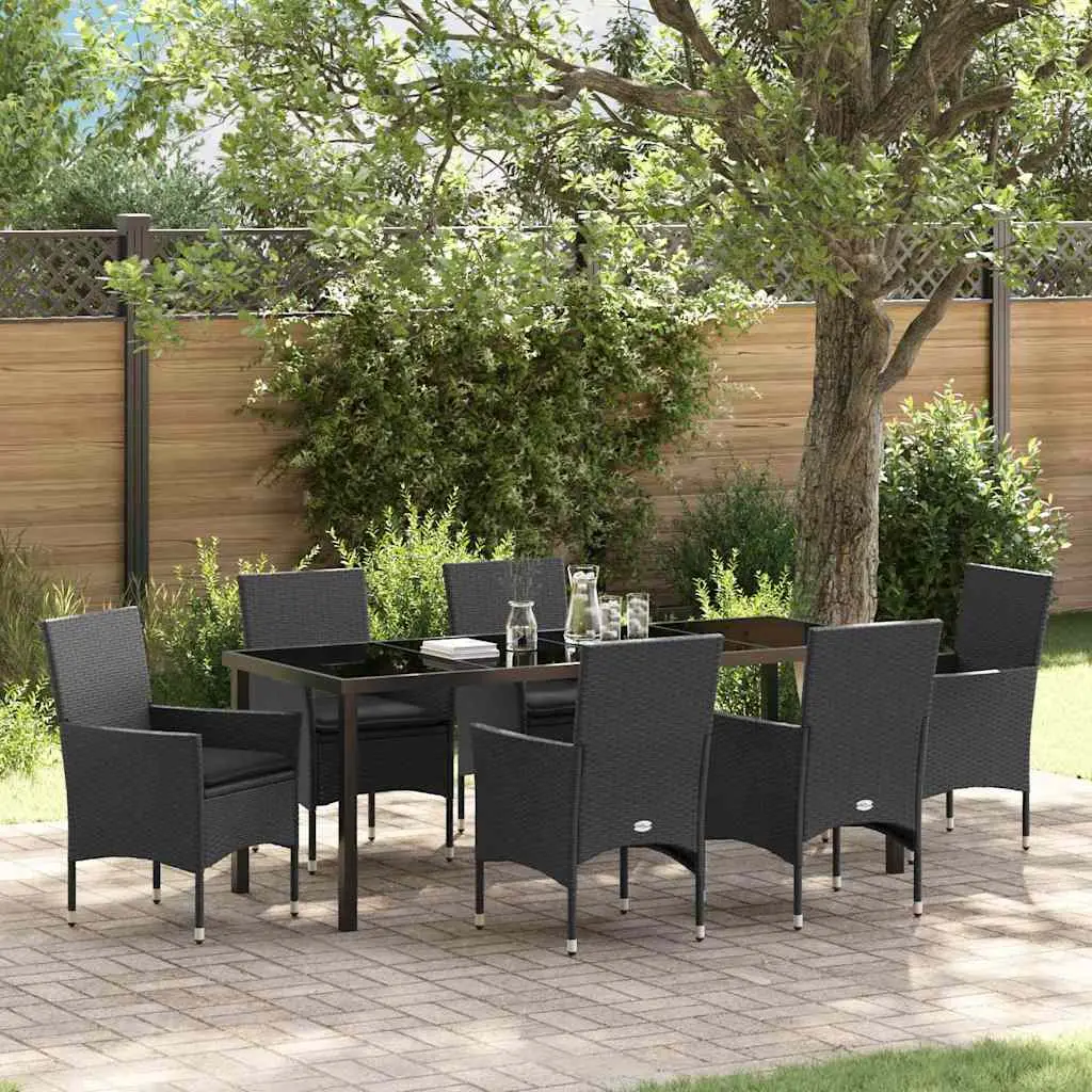 Ensemble de salle à manger pour jardin 7 pcs Noir polyrotin vidaXL 3379777