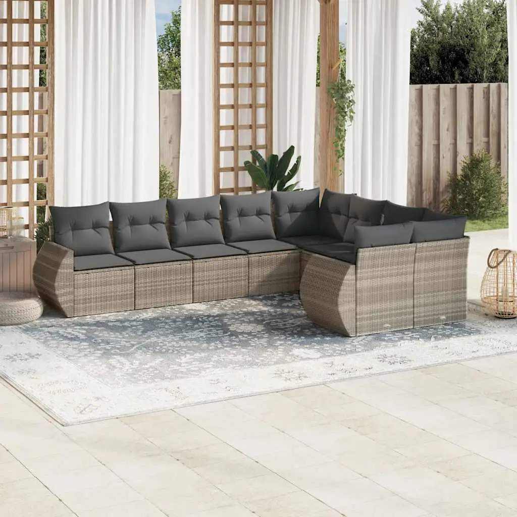 Ensemble de Jardin Modulable 9 Places Résine Tressée Gris Clair pour Patio et Balcon 9 Pièces – ComfortXL Outdoor Living