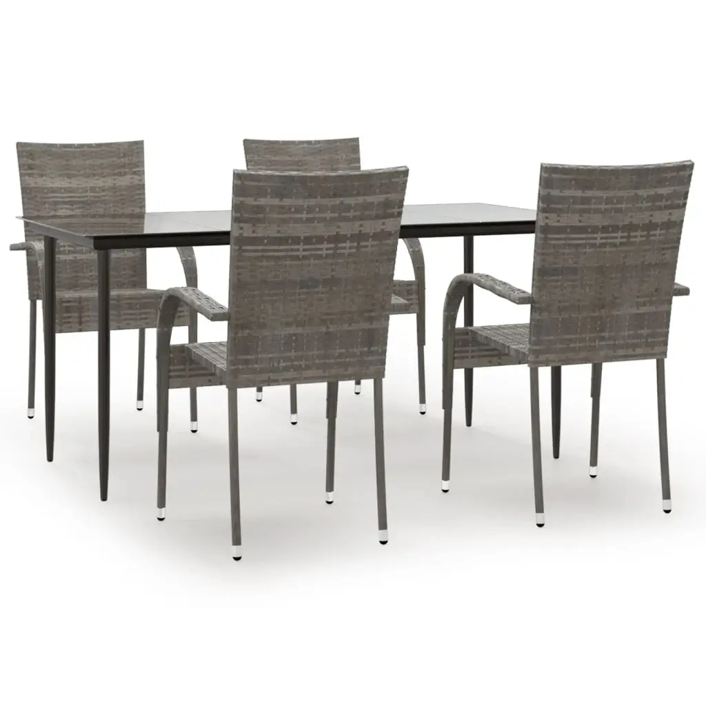 Ensemble de 5 pcs table de jardin avec chaises – mobilier de jardin Gris Résine tressée