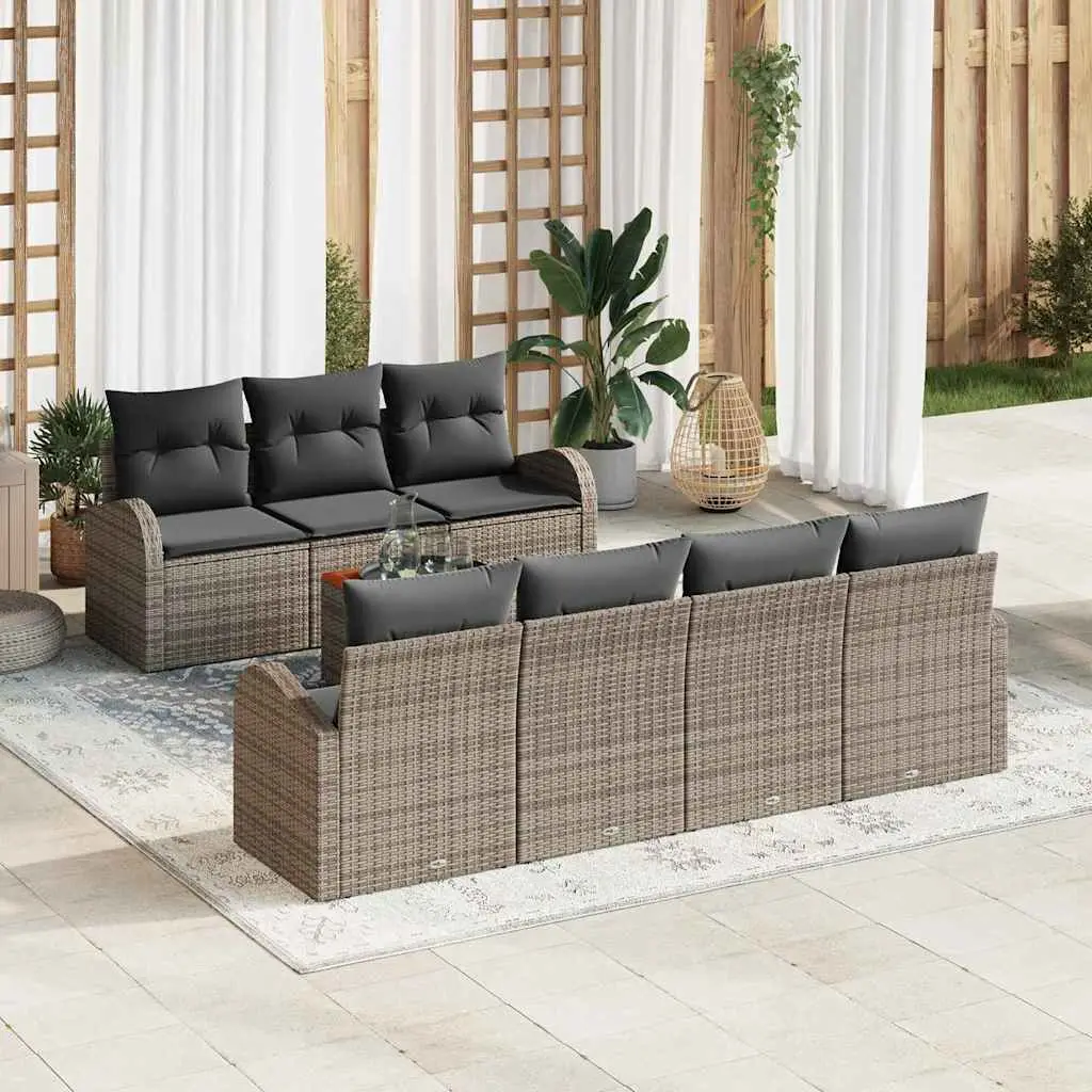Ensemble de jardin 8 pièces poly rotin avec rangements sous les sièges Gris – ComfortXL Outdoor Living