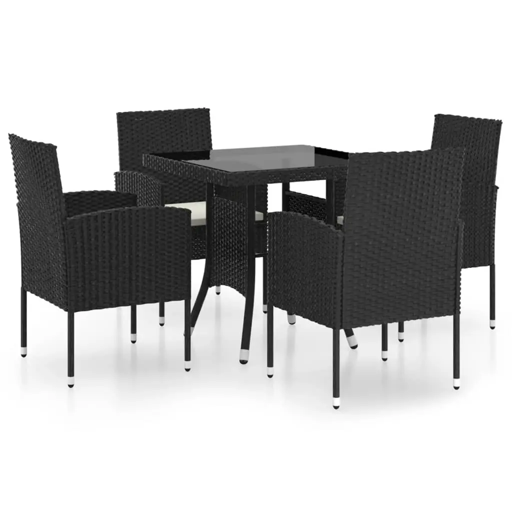 Ensemble de 5 pcs table de jardin avec chaises – mobilier de jardin Résine tressée Noir-JU2361