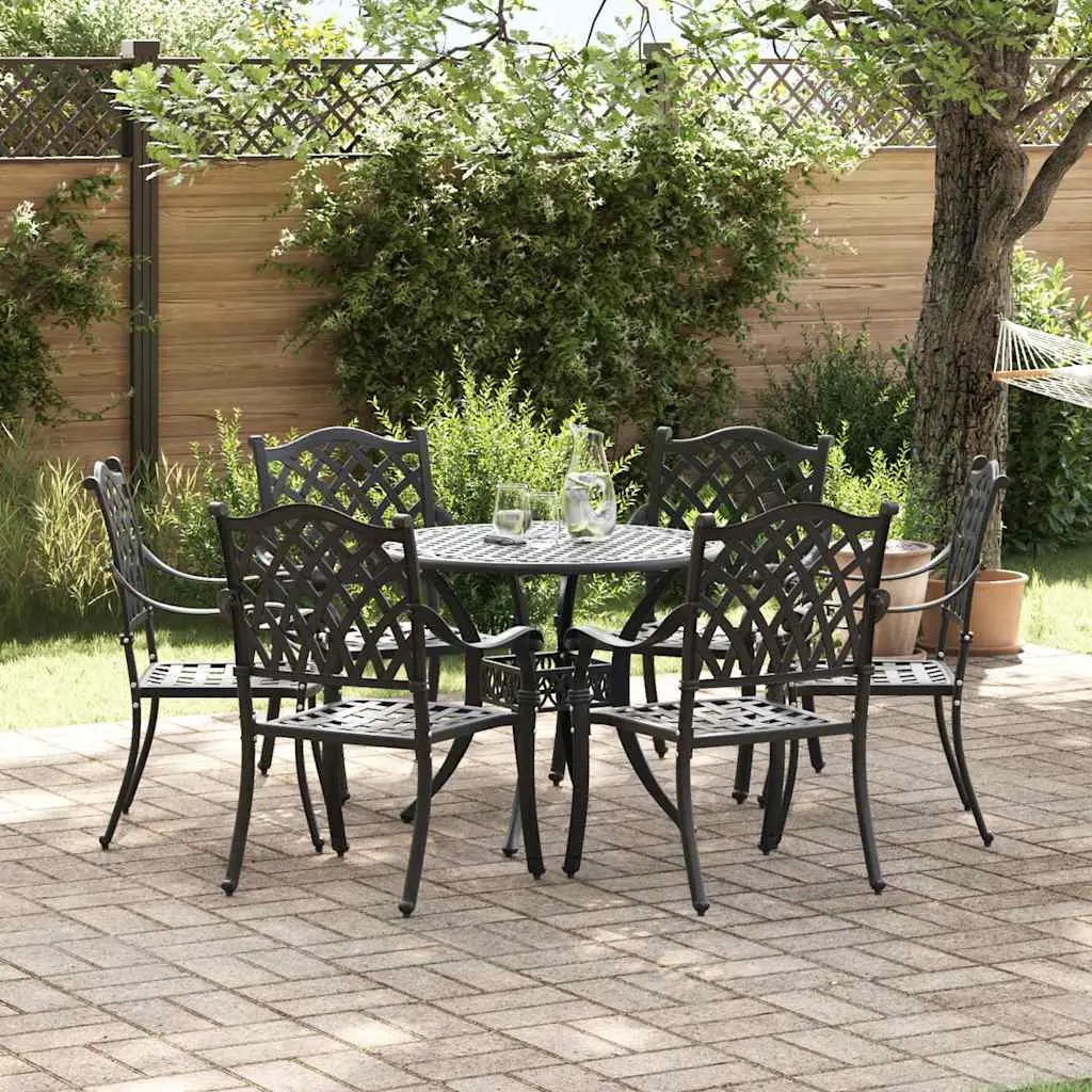 Ensemble de salle à manger pour jardin 7 pcs Noir Aluminium vidaXL 3334697