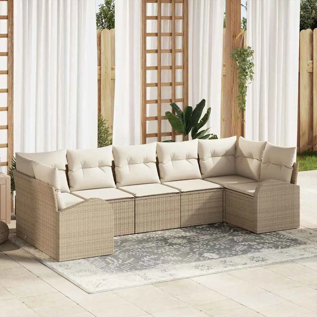 Ensemble de jardin 7 places en polyrotin design modulable et confortable Beige – ComfortXL Outdoor Living